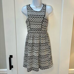 Monteau soft black and white tribal fit and flare dress size M